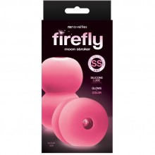 Светящийся в темноте сквозной мастурбатор для мужчин из мягкого силикона Firefly «Moon Stroker», цвет розовый, NSN-0486-14, коллекция Firefly Pleasure, длина 10.21 см.