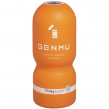 Мастурбатор с эффектом вакуума и рельефом «Pinky» от компании Genmu, цвет оранжевый, GM00031, из материала Силикон, длина 15.8 см., со скидкой