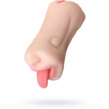 Двойной ручной реалистичный мастурбатор Juicy Pussy «Fruity Tongue» со ртом и вагиной, цвет телесный, ToyFa 893019, из материала TPE, длина 19 см.
