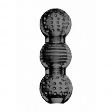 Мужской полупрозрачный мастурбатор с тройным рельефом SONO «№70 Stroker Black», цвет черный, Shots Media SH-SON070BLK, из материала TPE, диаметр 2 см.
