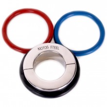 Металлическая утяжка на мошонку «Kiotos Steel Ball Stretcher» с 3-мя кольцами в комплекте, O-Products OPR-277006, цвет мульти, длина 7.7 см.