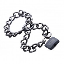 Металлические цепи-оковы с замком «Locking Chain Cuffs», цвет серый, Tom of Finland TF2354, длина 50.8 см., со скидкой