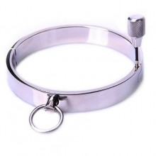 Металлический ошейник-чокер с кольцом «Steel Collar - Medium», диаметр 12 см, O-Products 112-KIO-0102-M, цвет Серебристый, диаметр 12 см., со скидкой