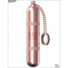 Мини-вибратор на цепочке Glittering Bullet, зарядка USB, цвет золотисто-розовый, размеры 90х18 мм, ML Creation ML13, длина 9 см.