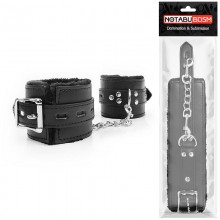 Наручники с меховой подкладкой и ремешками на цепочке, цвет черный, Notabu NTB-80567