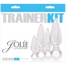 Набор анальных пробок с кольцом «Jolie-4pc Trainer Kit-Clear», цвет прозрачный, NS Novelties NSN-0501-00, длина 13.7 см., со скидкой