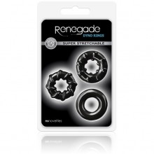 Набор толстых эрекционных колец Renegade - «Dyno Rings - Black», цвет черный, NS Novelties NSN-1111-33, длина 4 см.