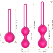 Набор из 3 вагинальных шариков на силиконовой сцепке от компании Erokay, цвет розовый, ek-1704, длина 16 см., со скидкой