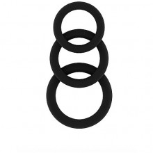 Набор из трех эрекционных колец из силикона разного диаметра «No.25 Cockring Set», цвет черный, Shots Media SON025BLK, коллекция SONO, диаметр 3 см., со скидкой