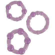 Набор из 3-х эрекционных колец «Island Rings Purple», CalExotics SE-1429-14-2, из материала TPR, со скидкой