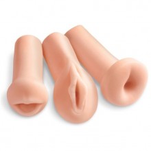Набор мастурбаторов вагина-анус-ротик «Extreme Toyz All 3 Holes», цвет телесный, PipeDream RD421, из материала TPE