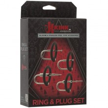 Набор уретральных плагов с кольцами на головку пениса «Kink - Ring & Plug Set», Doc Johnson 2402-15 BX DJ, из материала Силикон, со скидкой