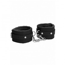 Наручники с плюшевой подкладкой и цепочкой «Plush Leather Hand Cuffs», черные, Shots Media OU267BLK, длина 30 см.
