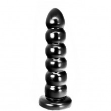 Насадка-фаллоимитатор-гигант ребристая «Hung System Toys Yoo-Hoo», диаметр 6.5 см, O-Products OPR-1050008, цвет Черный, длина 27.5 см.