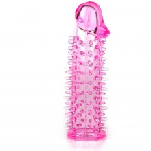 Насадка на член с закрытой головкой и шипами, цвет розовый, 00157A-2, бренд SexToy, длина 12 см.