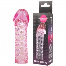 Насадка закрытая «Penis Sleeve», длина 130 мм, диаметр 36 мм, EE-10037, бренд Bior Toys, из материала TPR, цвет Розовый, длина 13 см.
