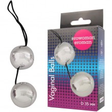 Недорогие пластиковые вагинальные шарики «Balls», цвет серебристый, EE-10097s, диаметр 3.5 см.