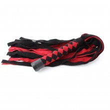 Нежная плеть из замши с плетеной ручкой, цвет красный, БДСМ Арсенал 54047ars, длина 60 см.
