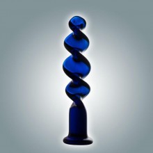 Спиральный стеклянный стимулятор «№65», цвет синий, Джага-Джага 0065 BX DD, длина 18 см.