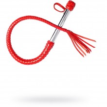 Однохвостая плеть с хромированной ручкой, цвет красный, СК-Визит 4013-2, длина 70 см.