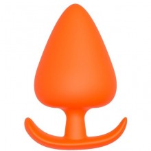 Широкая анальная пробка для ношения «Plug With T-Handle» с ограничителем, цвет оранжевый, Dream Toys 21459, из материала Силикон, длина 13.4 см.
