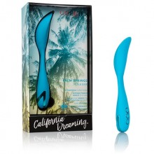 Оригинальный гибкий вибромасссажер для точки G «Palm Springs Pleaser» от компании California Exotic Novelties, цвет голубой, SE-4350-00-3, коллекция California Dreaming, длина 15.2 см.