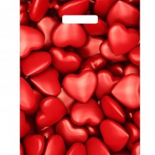 Пакет «Сердечки», цвет красный, Сима-Ленд 2067690, из материала Полиэтилен, длина 40 см.
