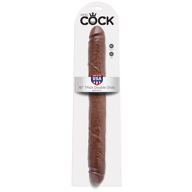 Двусторонний фаллоимитатор-реалистик King Cock «Thick Double», цвет коричневый, PipeDream 551829, из материала TPR, длина 44 см.