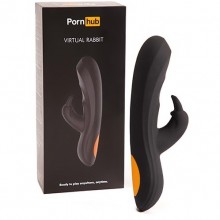 Силиконовый женский интерактивный вибратор «Virtual Rabbit черный, бренд PornHub, длина 24.1 см.