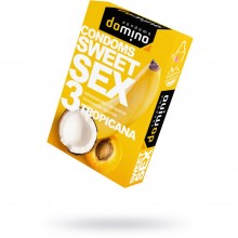 Презервативы для орального секса DOMINO Sweet Sex с ароматом тропических фруктов, упаковка 3 шт., LUXE 677, длина 18 см., со скидкой