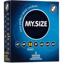 Презервативы «My Size» 5.3 см, размер 53, упаковка 3 шт, бренд R&S Consumer Goods GmbH, длина 17.8 см.