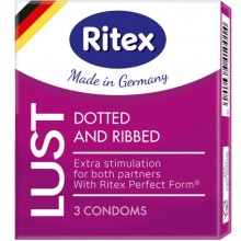 Латексные презервативы «Lust № 3» рифленые с пупырышками, длина 18.5 см.