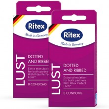Латексные презервативы «Lust № 8» с рельефом и пупырышками, длина 18.5 см.