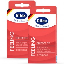 Латексные презервативы «Perfect fit № 8» анатомической формы с накопителем, длина 18.5 см.