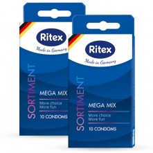 Ассорти латексных презервативов «Sortiment № 10», упаковка 10 штук, Ritex SORTIMENT № 10, длина 18.5 см.