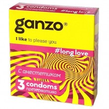 Презервативы с анестетиком Ganzo «Long Love», упаковка 3 шт., длина 18 см.