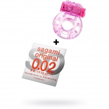 Полиуретановые презервативы Sagami Original 0.02 «Ультратонкие» и гладкие + виброкольцо TOYFA
