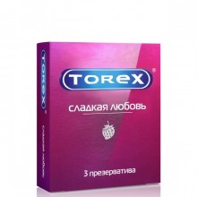 Латексные презервативы со ароматом клубники Torex «Сладкая любовь», упаковка 3 шт, 2293, длина 18 см.