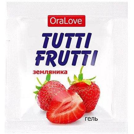 Оральная гель-смазка на водной основе «Tutti-Frutti OraLove» с земляничным вкусом, одноразовая упаковка 4 гр, Биоритм LB-30008t, 4 мл., со скидкой