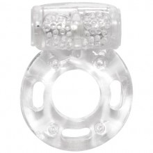 Эрекционное кольцо с вибрацией «Axle-Pin White» из коллекции Lola Rings, цвет прозрачный, 0114-80Lola, бренд Lola Games, из материала TPR, длина 4.5 см., со скидкой