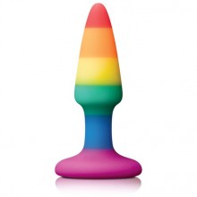 Радужная мини пробка Colours Pride Edition Pleasure «Plug - Mini - Rainbow», NSN-0408-51, бренд NS Novelties, из материала Силикон, коллекция Colours Pleasures, длина 8.9 см.