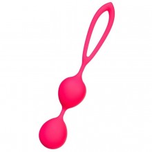 Ярко-розовые вагинальные шарики с петелькой, цвет розовый, ToyFa A-Toys 764015, из материала силикон, длина 17 см.