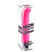 Гелевый вибратор для женщин с загнутым кончиком для зоны G Neon Luv «Touch G-Spot Softees XL», цвет розовый, PipeDream PD1407-11, длина 16.2 см., со скидкой