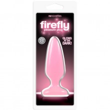 Firefly Pleasure «Plug - Medium - Pink» средняя анальная пробка флуоресцентная розовая, NSN-0475-34, бренд NS Novelties, длина 12.7 см., со скидкой