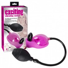 Вакуумная женская помпа для клитора и половых губ с вибрацией, «Exciting Vibrating Sucker», 05798230000, из материала Силикон, цвет Розовый, длина 11 см.