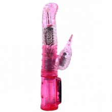 Розовый вибратор с подвижной головкой в пупырышках, длина 21 см, White Label 47104, длина 10 см.