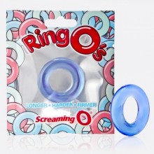 Классиеское полупрозрачное эрекционное кольцо «RingO», цвет синий, Screaming RNGO-101, из материала TPE