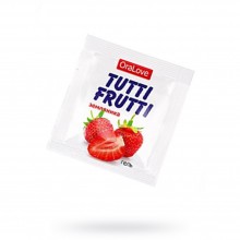 Съедобная гель-смазка «Tutti-Frutti OraLove» для орального секса со вкусом земляники, объем 4 мл по 20 шт в упаковке, Биоритм 30008, 80 мл.