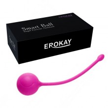 Одинарный вагинальный шарик из силикона с металлической сердцевиной, цвет розовый, Erokay ek-1701, диаметр 3 см.