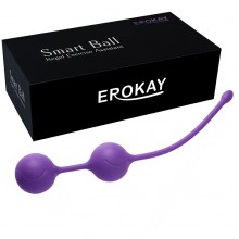 Силиконовые вагинальные шарики с металлической сердцевиной, цвет фиолетовый, Erokay EK-1702, диаметр 3 см., со скидкой